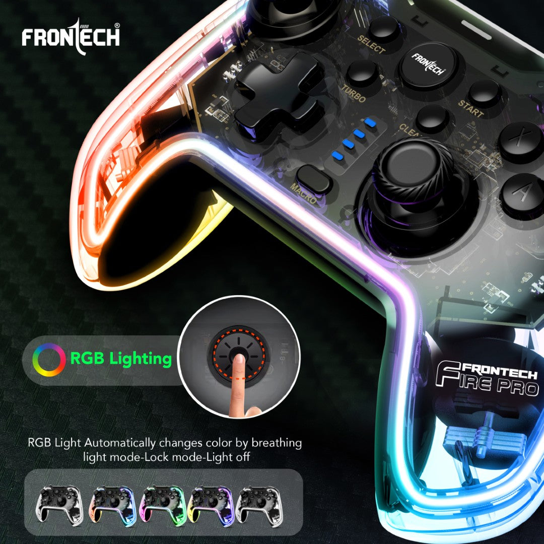 Frontech Fire Pro Wireless Gaming Pad | 2.4GHz, Dual Vibration, RGB | PS3/PC/Android TV (GP-0002) Frontech Fire Pro Wireless Gaming Pad | 2.4GHz, Dual Vibration, RGB | PS3/PC/Android TV (GP-0002)